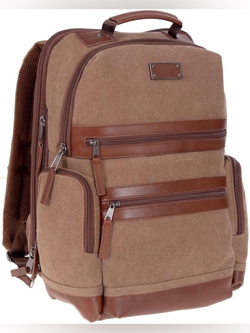 Renwick Treated Canvas & Leather Business Backpack with RFID protection (Brown)